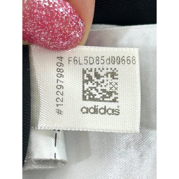 Adidas Women Cropped Leggings Climalite Black White Stripes Logo Pocket Workout - Picture 8 of 12